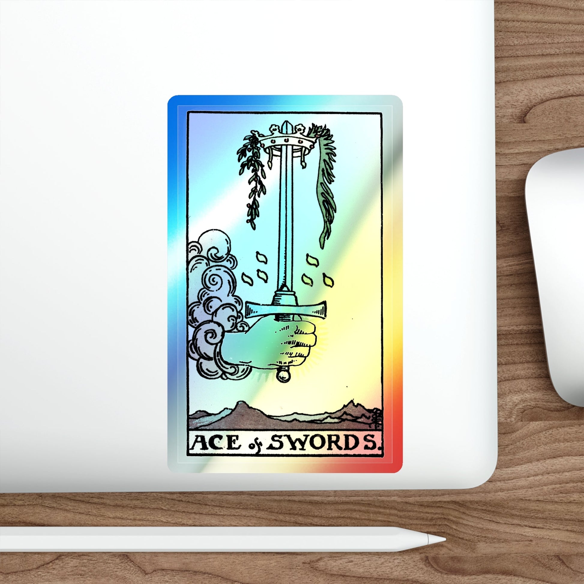 The Ace of Swords (Tarot Card) Holographic STICKER Die-Cut Vinyl Decal-The Sticker Space