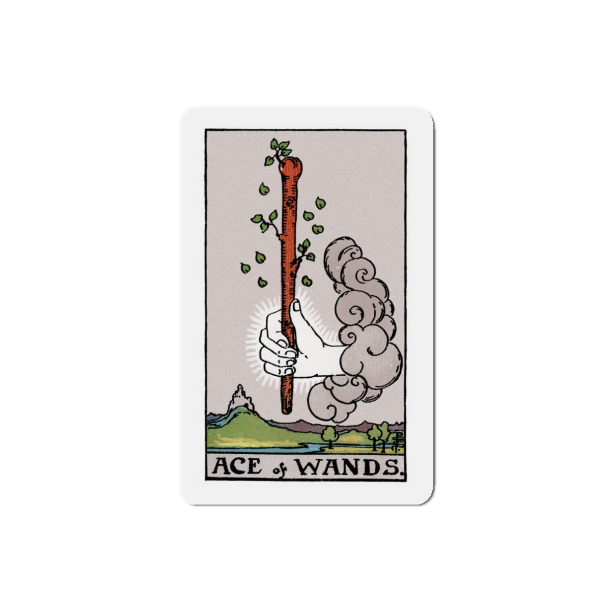 The Ace of Wands (Tarot Card) Die-Cut Magnet-3" x 3"-The Sticker Space