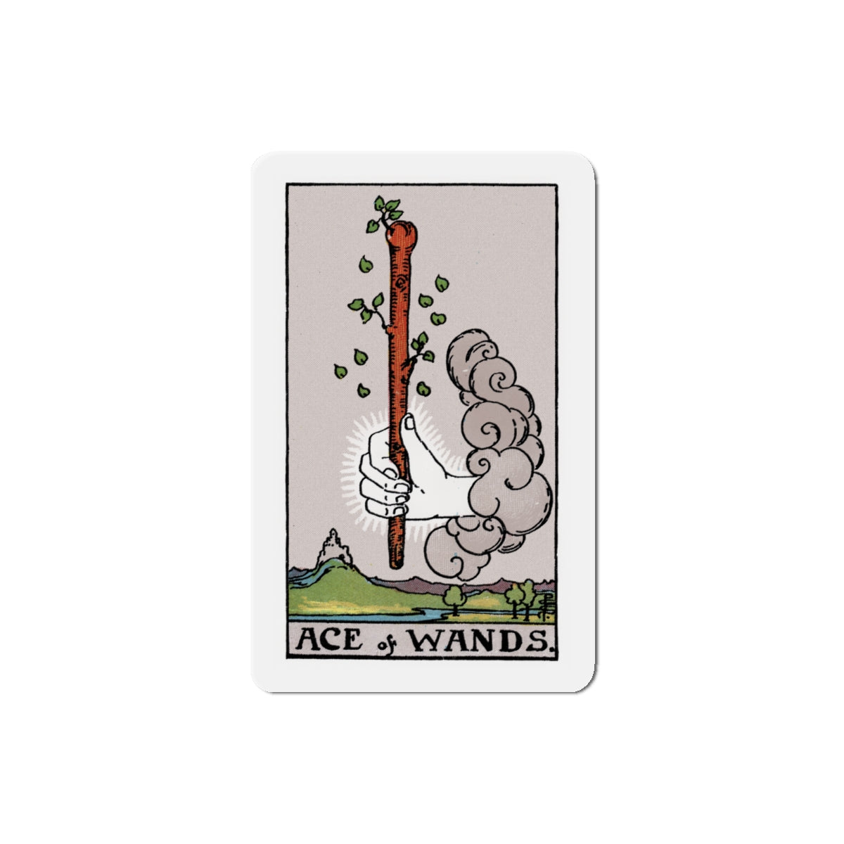 The Ace of Wands (Tarot Card) Die-Cut Magnet-4" x 4"-The Sticker Space
