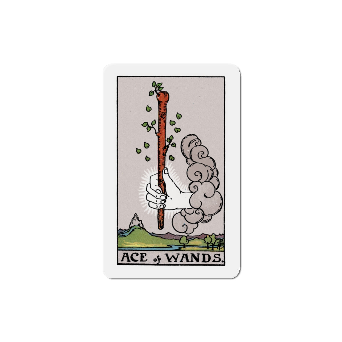 The Ace of Wands (Tarot Card) Die-Cut Magnet-5" x 5"-The Sticker Space
