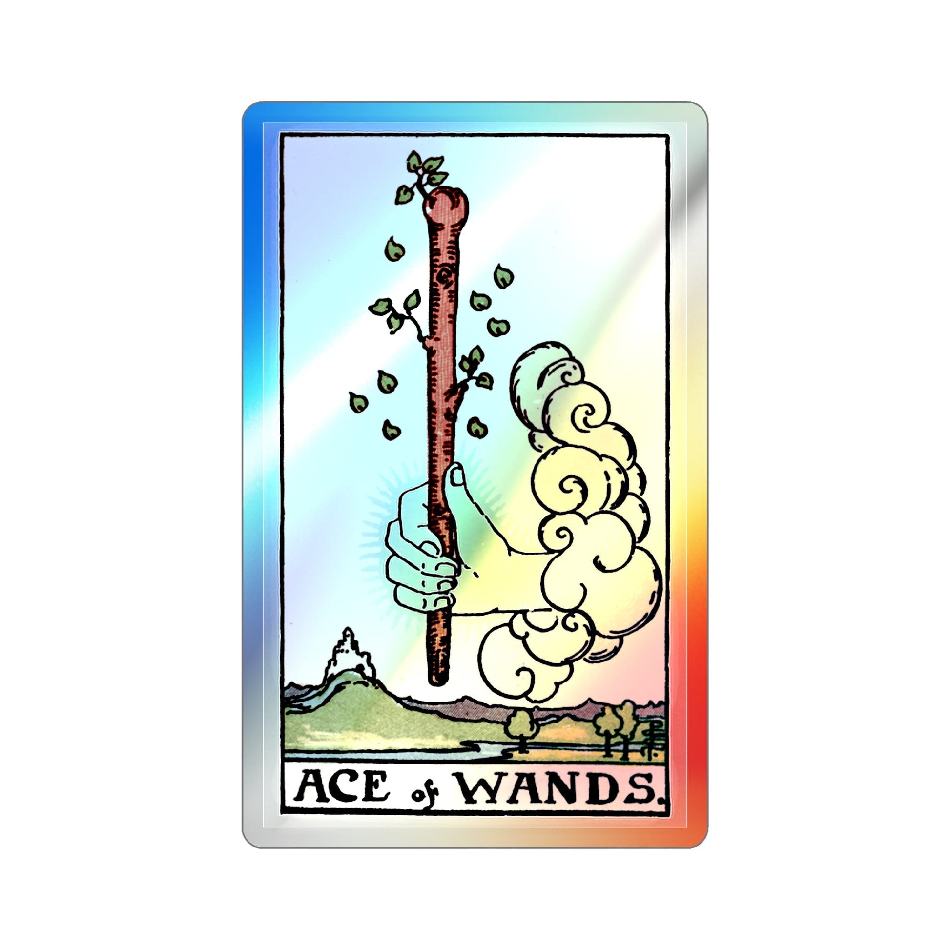 The Ace of Wands (Tarot Card) Holographic STICKER Die-Cut Vinyl Decal-2 Inch-The Sticker Space