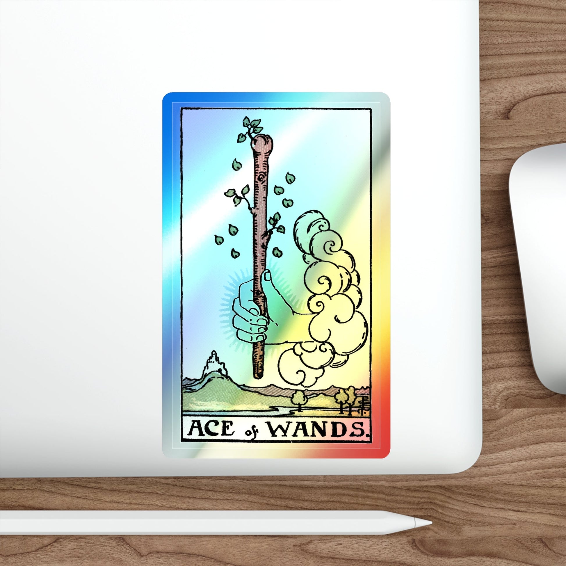 The Ace of Wands (Tarot Card) Holographic STICKER Die-Cut Vinyl Decal-The Sticker Space