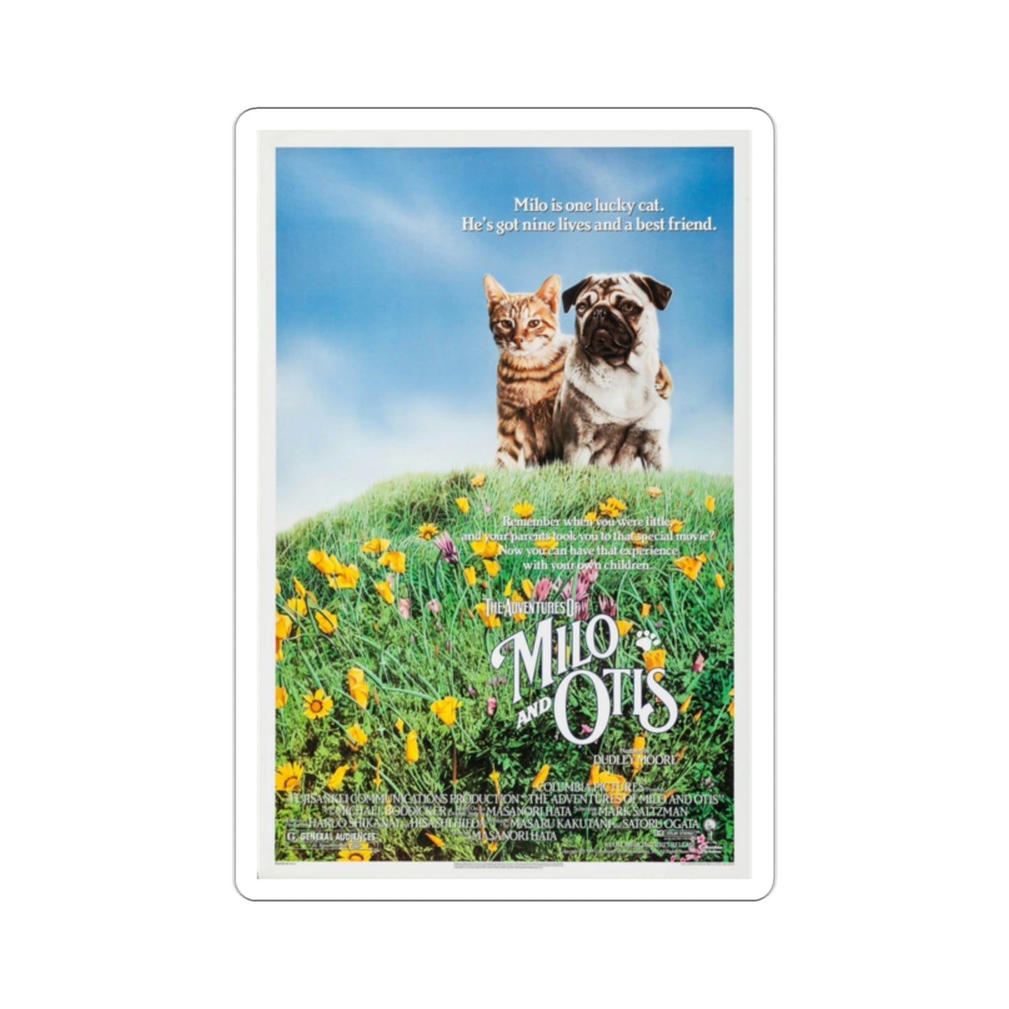 The Adventures of Milo and Otis 1989 Movie Poster STICKER Vinyl Die-Cut Decal-2 Inch-The Sticker Space