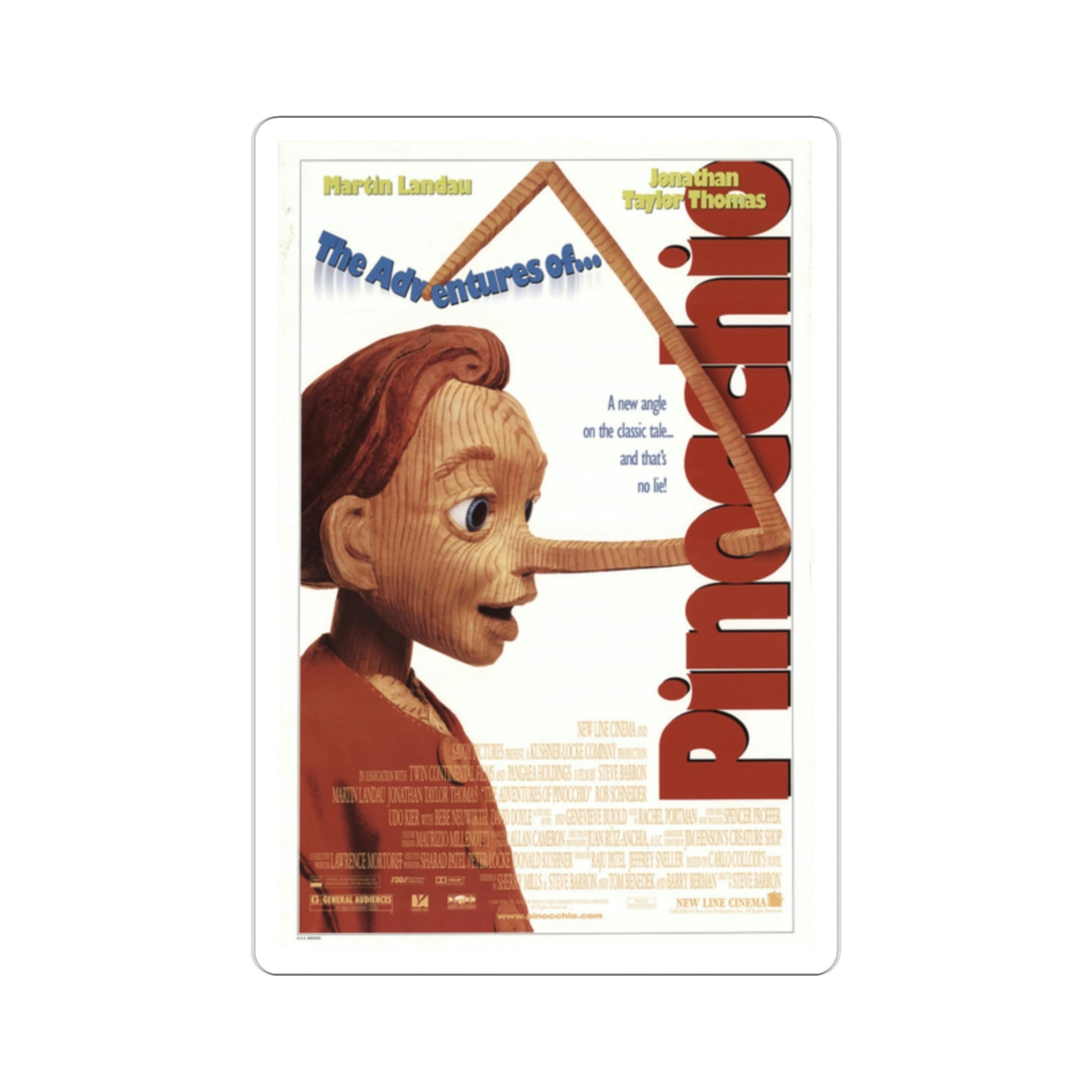 The Adventures Of Pinocchio 1996 Movie Poster STICKER Vinyl Die-Cut Decal-2 Inch-The Sticker Space