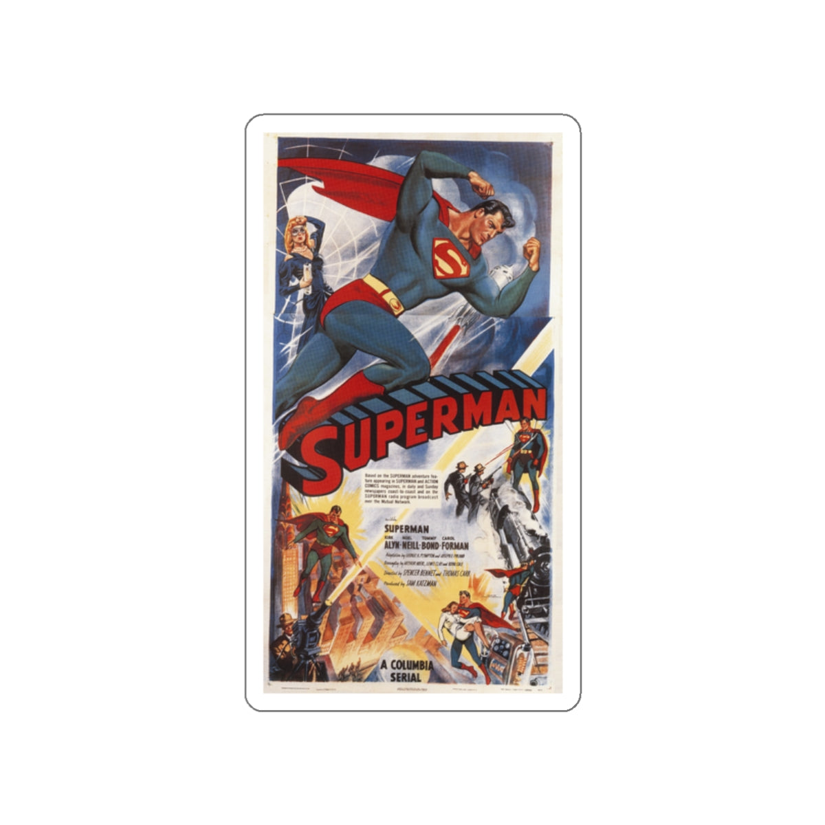 THE ADVENTURES OF SUPERMAN 1952 Movie Poster STICKER Vinyl Die-Cut Decal-White-The Sticker Space
