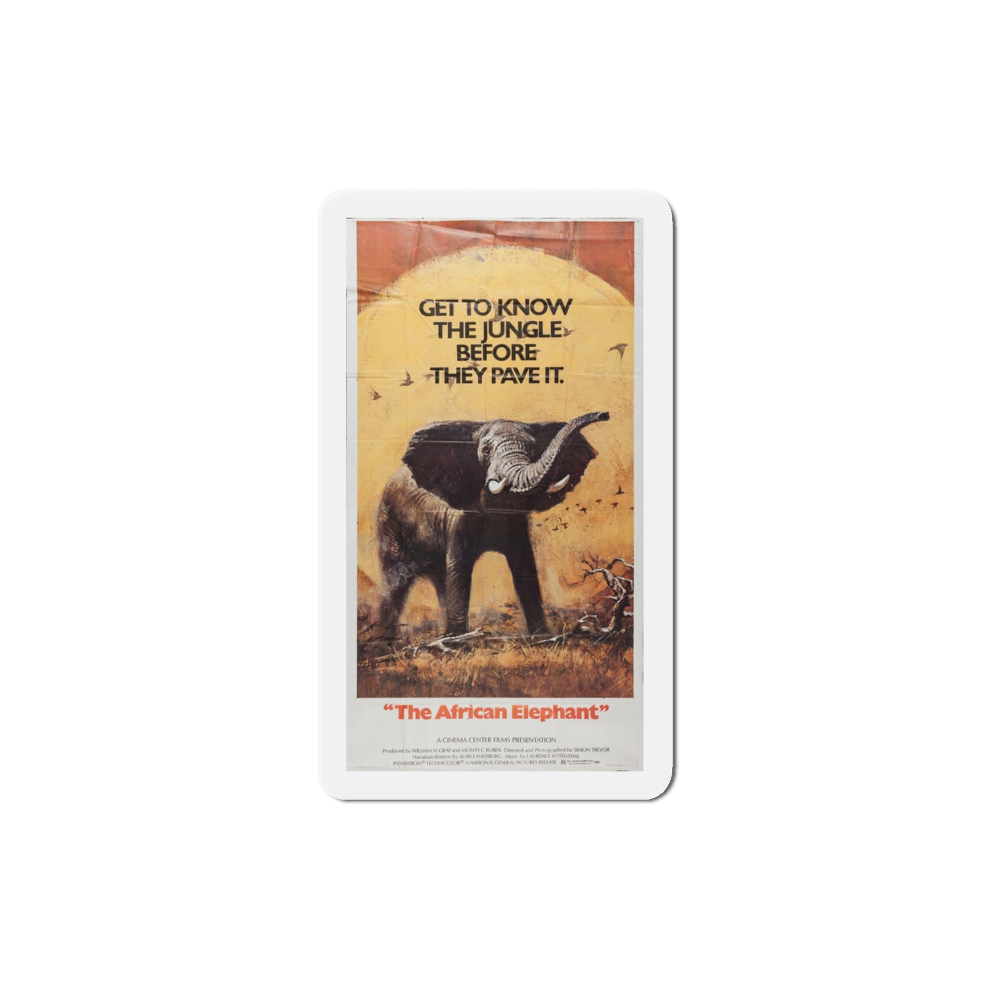 The African Elephant 1971 Movie Poster Die-Cut Magnet-3" x 3"-The Sticker Space