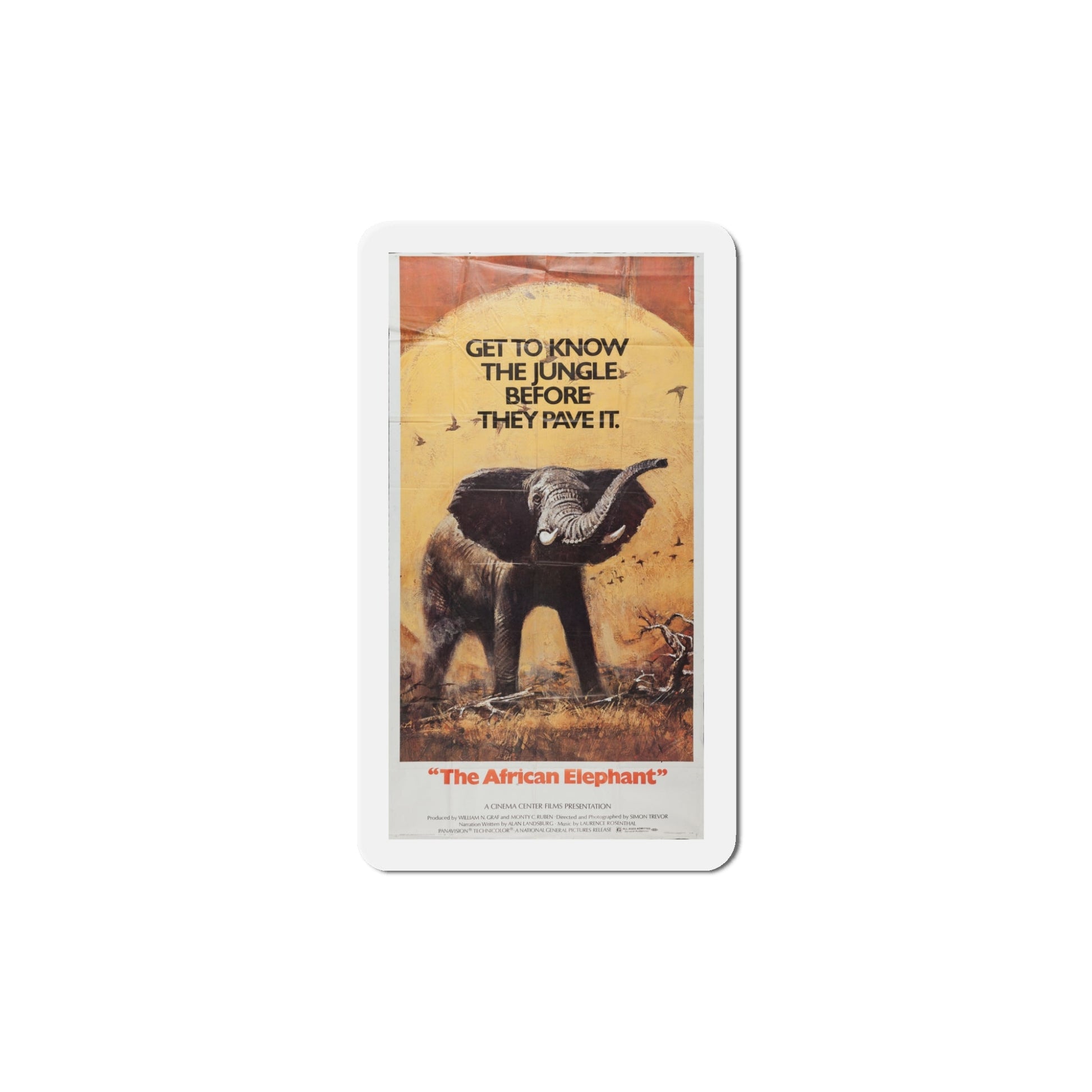 The African Elephant 1971 Movie Poster Die-Cut Magnet-5" x 5"-The Sticker Space