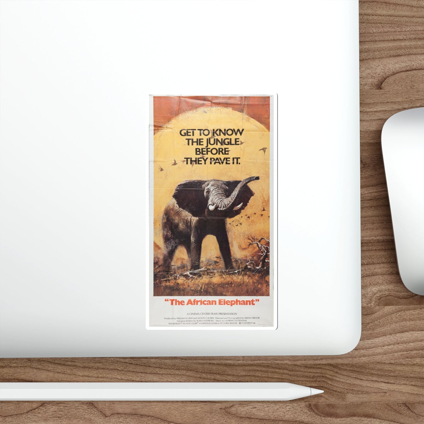 The African Elephant 1971 Movie Poster STICKER Vinyl Die-Cut Decal-The Sticker Space