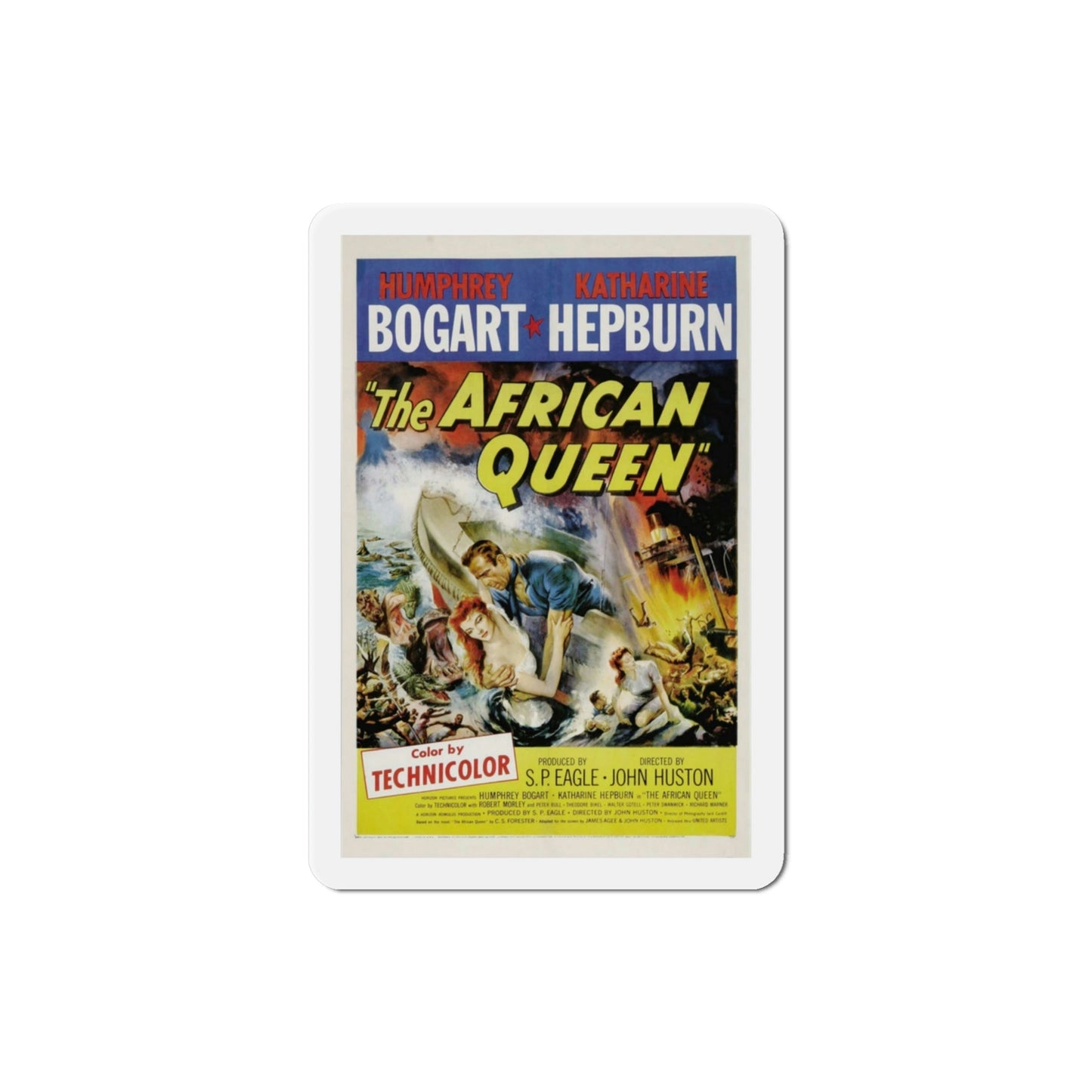 The African Queen 1951 Movie Poster Die-Cut Magnet-3 Inch-The Sticker Space