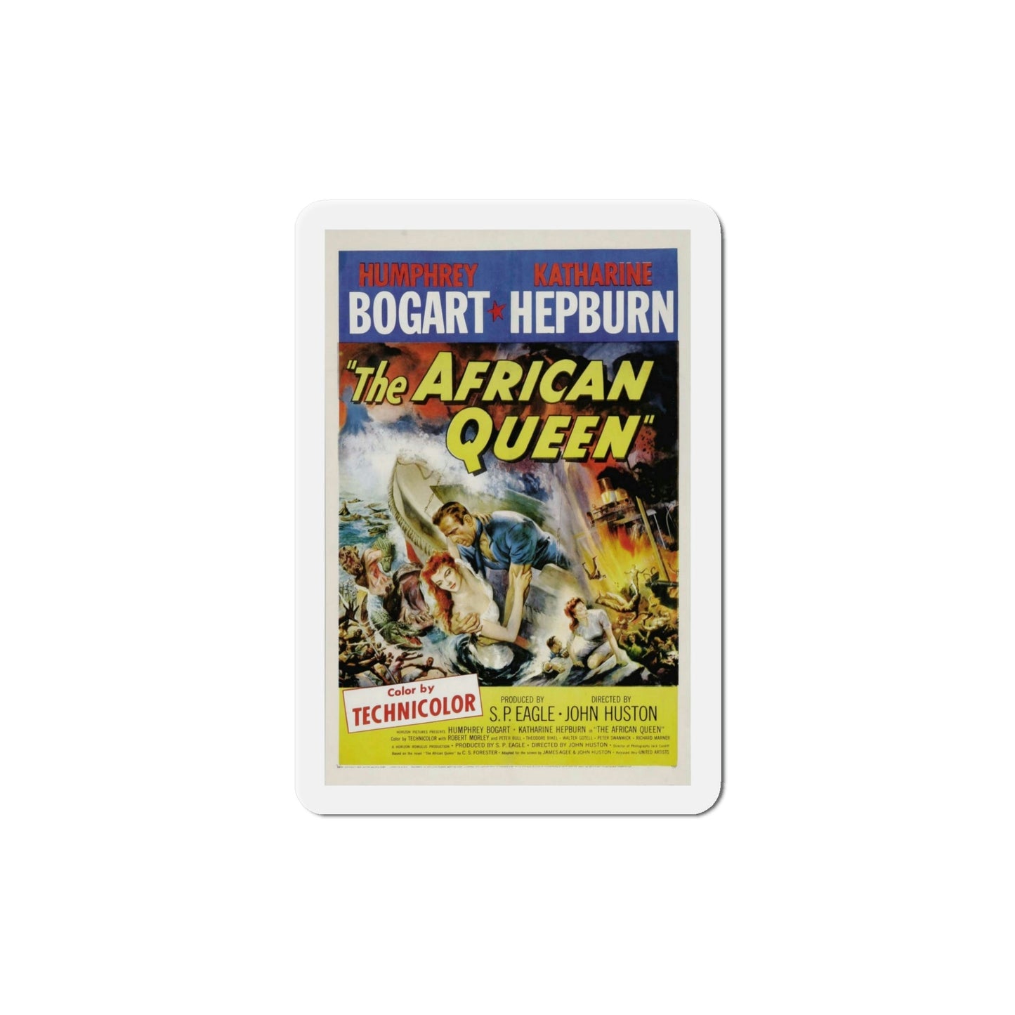 The African Queen 1951 Movie Poster Die-Cut Magnet-5 Inch-The Sticker Space