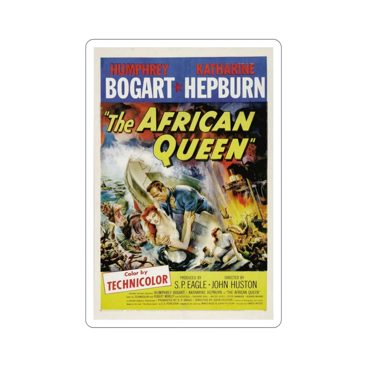 The African Queen 1951 Movie Poster STICKER Vinyl Die-Cut Decal-5 Inch-The Sticker Space