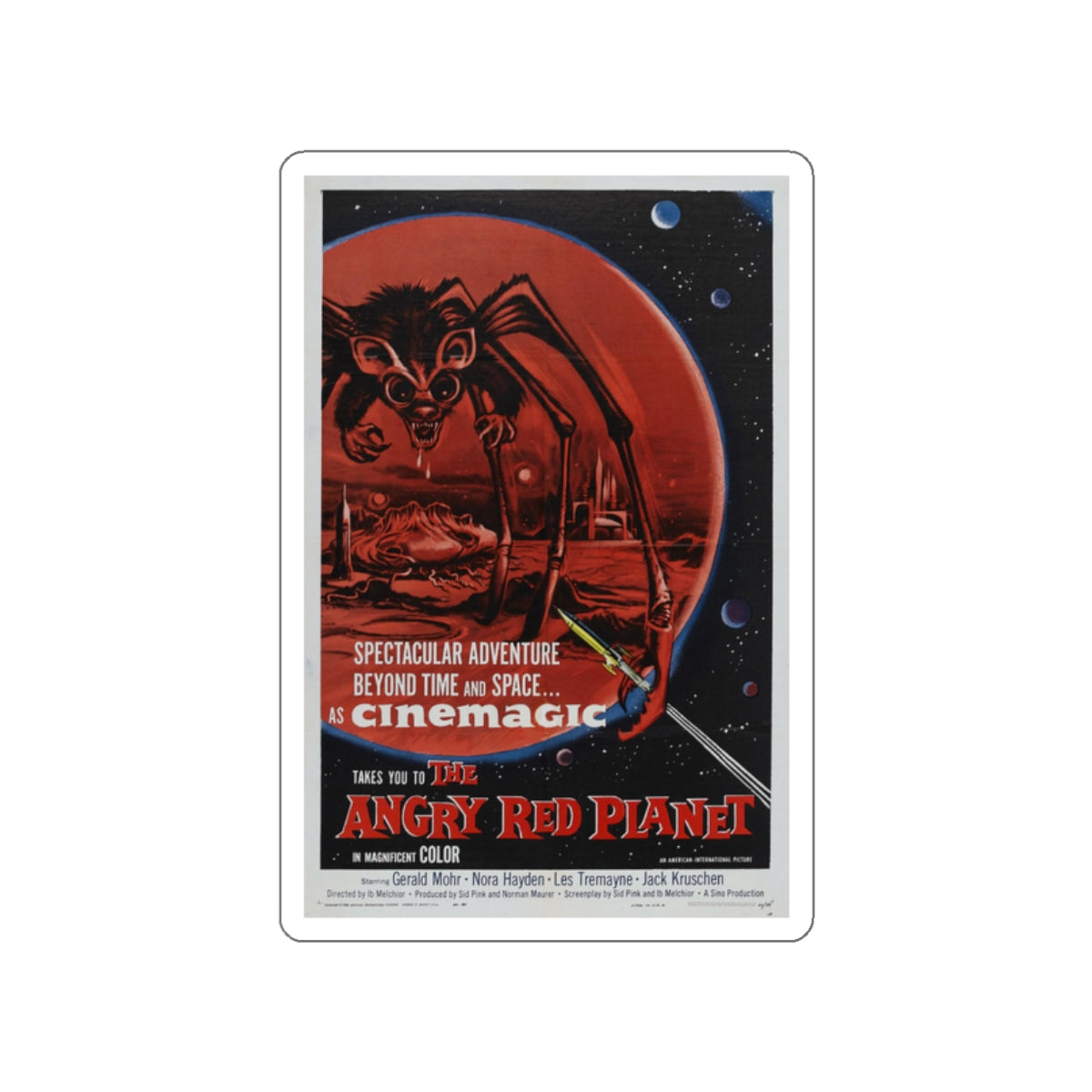 THE ANGRY RED PLANET 1959 Movie Poster STICKER Vinyl Die-Cut Decal-White-The Sticker Space