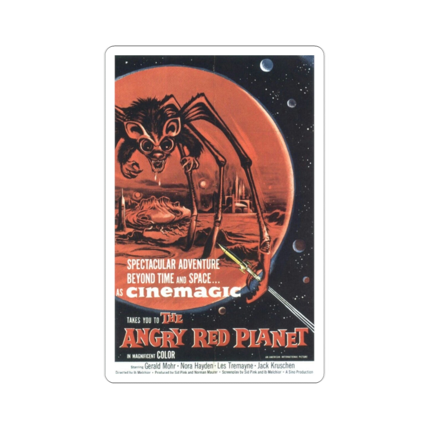 The Angry Red Planet 1960 Movie Poster STICKER Vinyl Die-Cut Decal-2 Inch-The Sticker Space