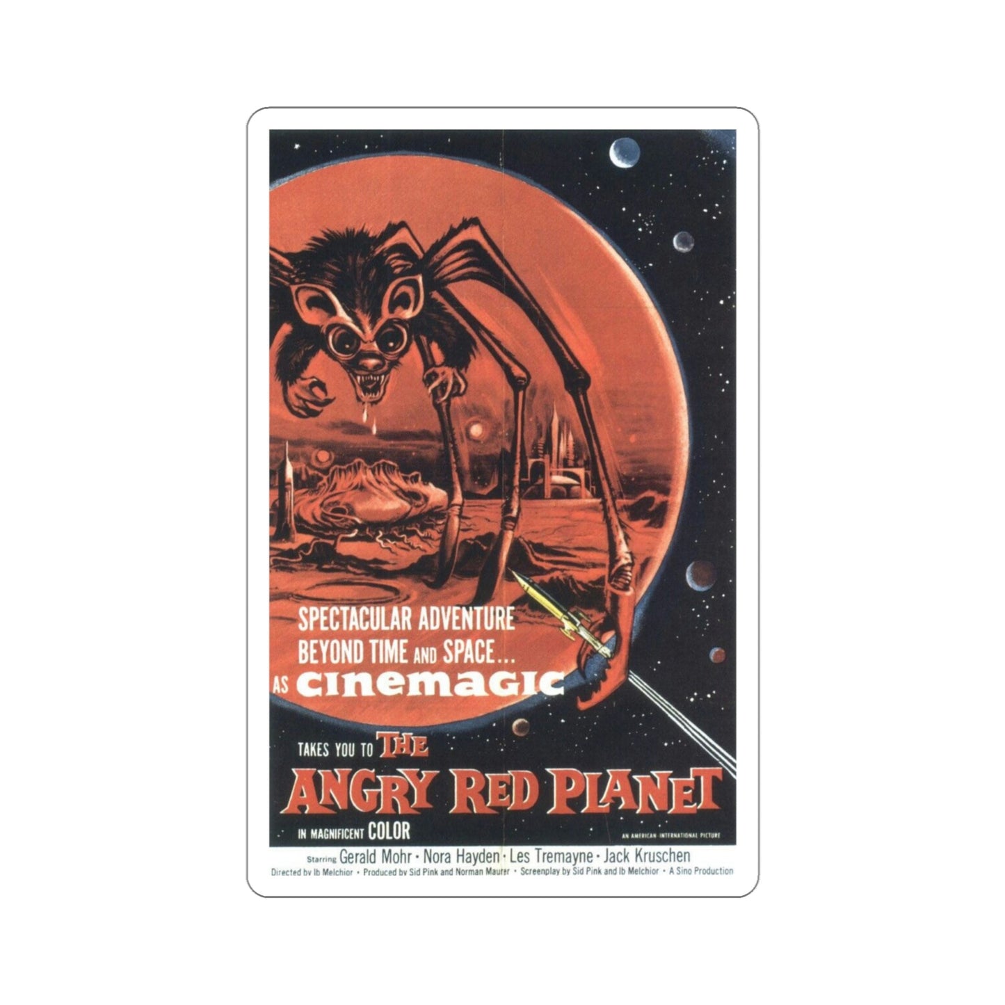 The Angry Red Planet 1960 Movie Poster STICKER Vinyl Die-Cut Decal-4 Inch-The Sticker Space