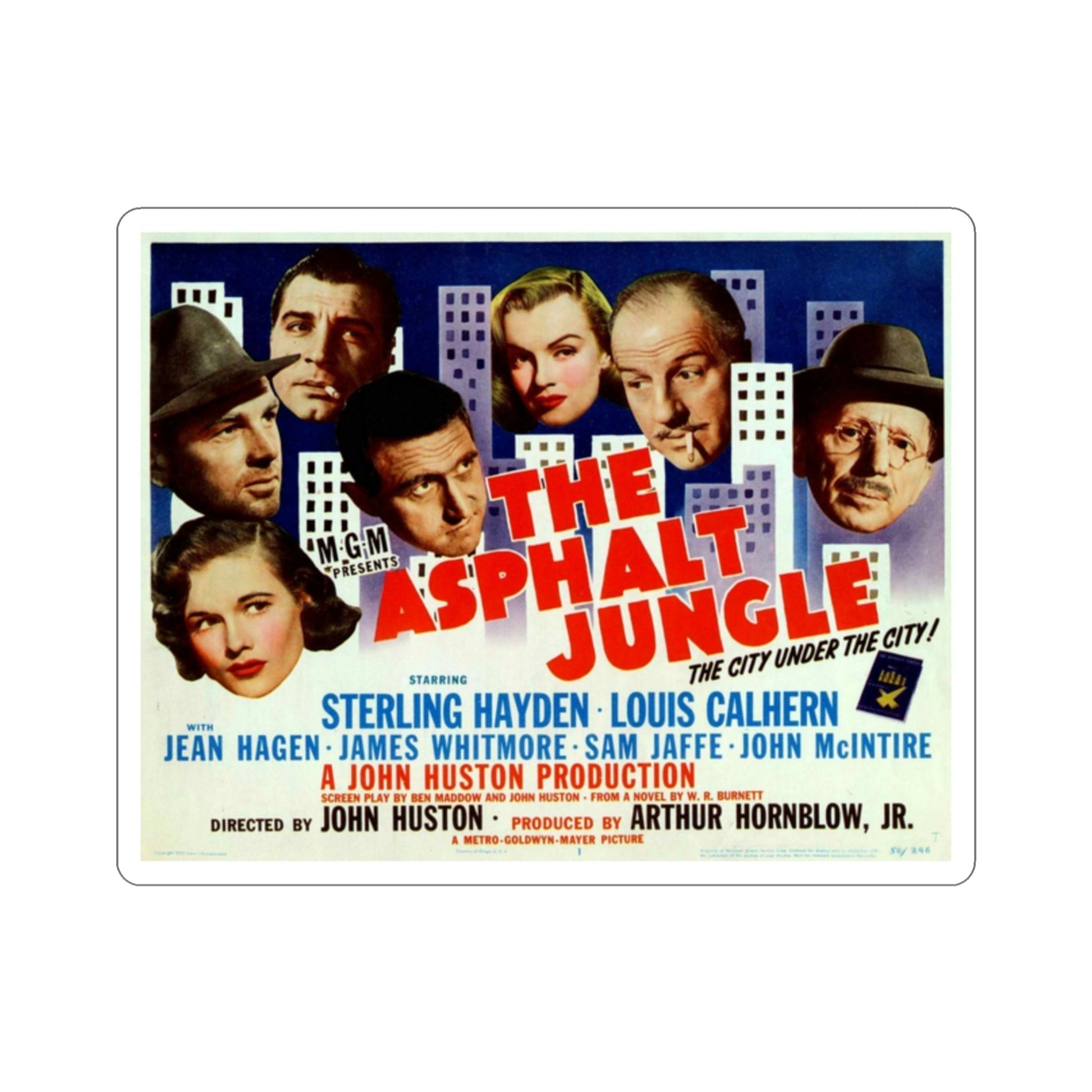 The Asphalt Jungle 1950 Movie Poster STICKER Vinyl Die-Cut Decal-2 Inch-The Sticker Space