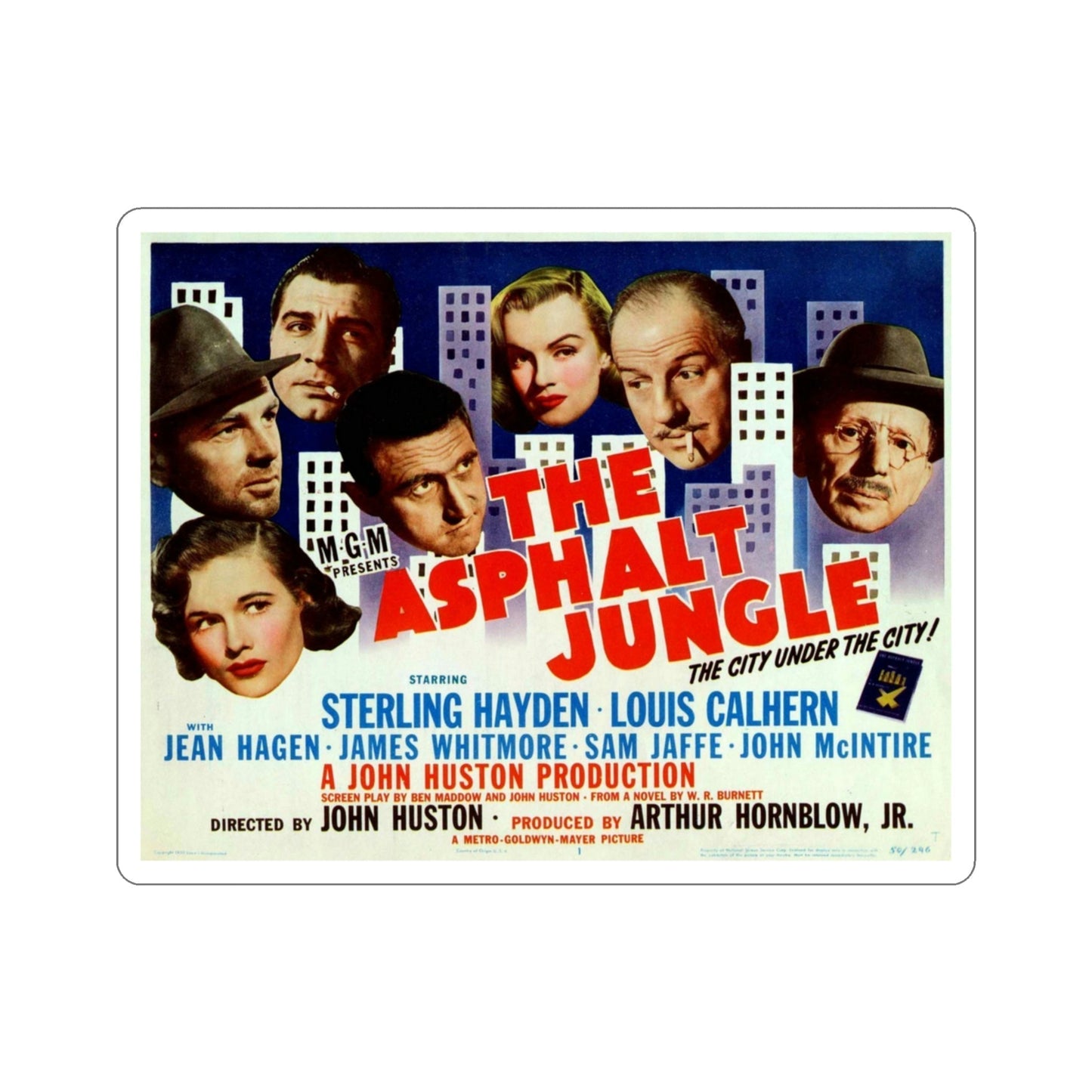 The Asphalt Jungle 1950 Movie Poster STICKER Vinyl Die-Cut Decal-3 Inch-The Sticker Space