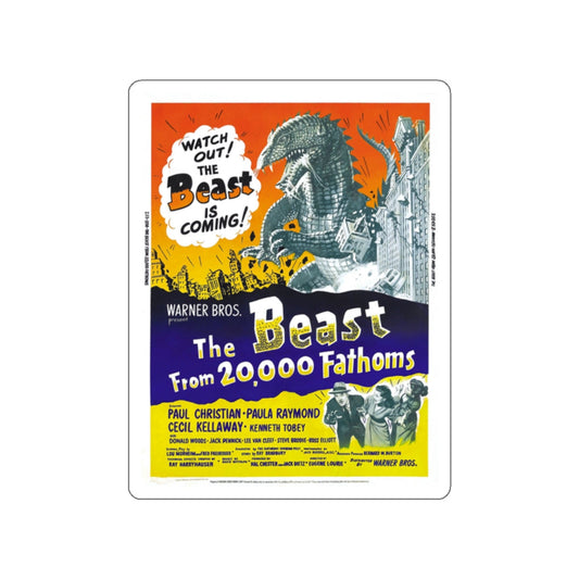 THE BEAST FROM 20,000 FATHOMS (5) 1953 Movie Poster STICKER Vinyl Die-Cut Decal-White-The Sticker Space