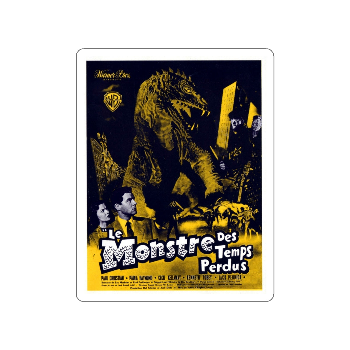 THE BEAST FROM 20,000 FATHOMS (FRENCH) 1953 Movie Poster STICKER Vinyl Die-Cut Decal-White-The Sticker Space