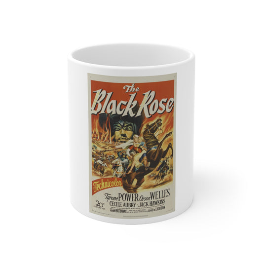 The Black Rose 1950 Movie Poster - White Coffee Cup 11oz-11oz-The Sticker Space