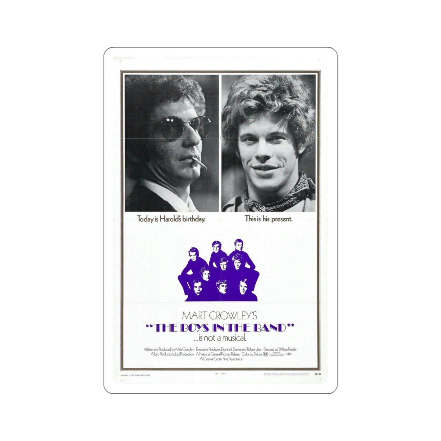 The Boys in the Band 1970 Movie Poster STICKER Vinyl Die-Cut Decal-4 Inch-The Sticker Space