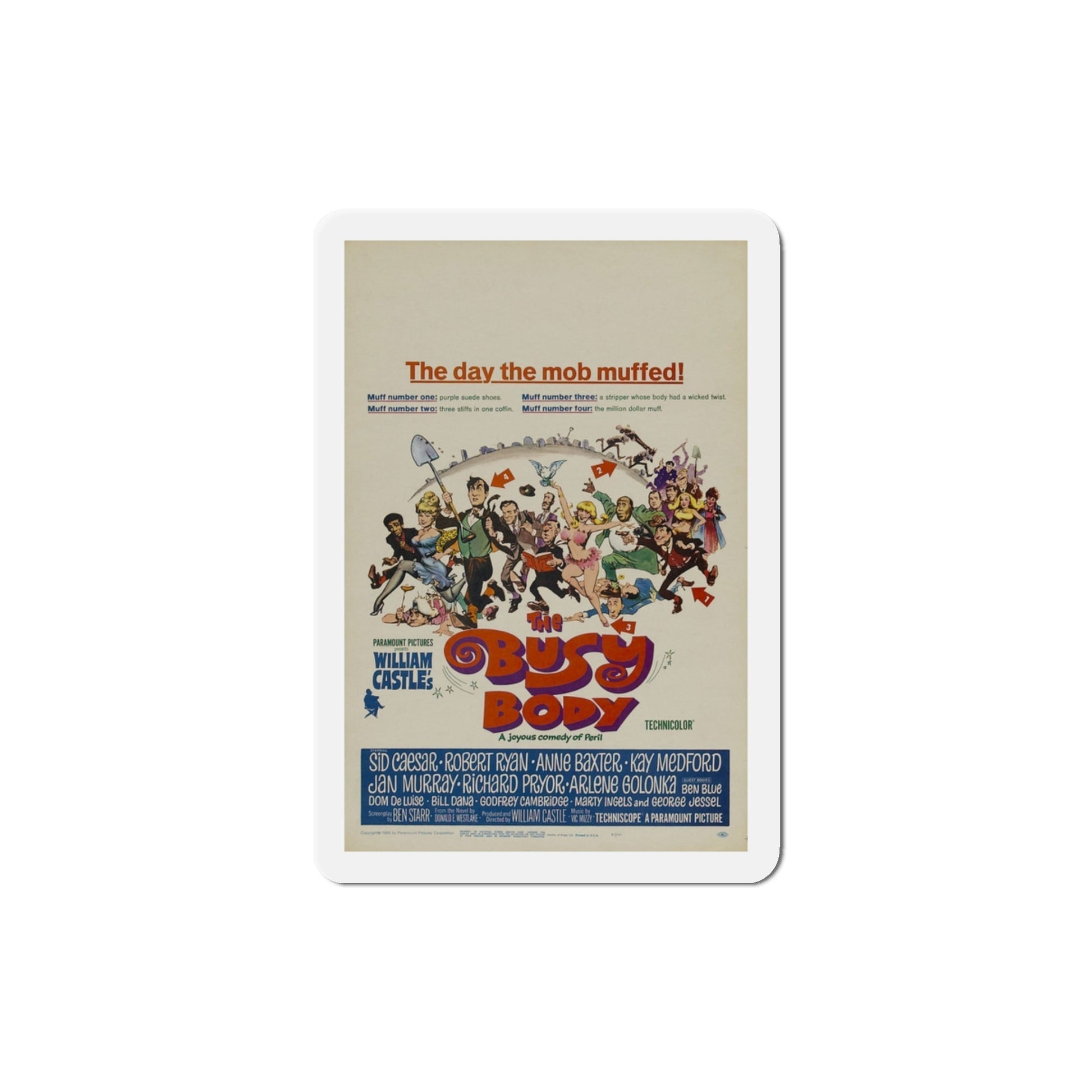 The Busy Body 1967 Movie Poster Die-Cut Magnet-3 Inch-The Sticker Space