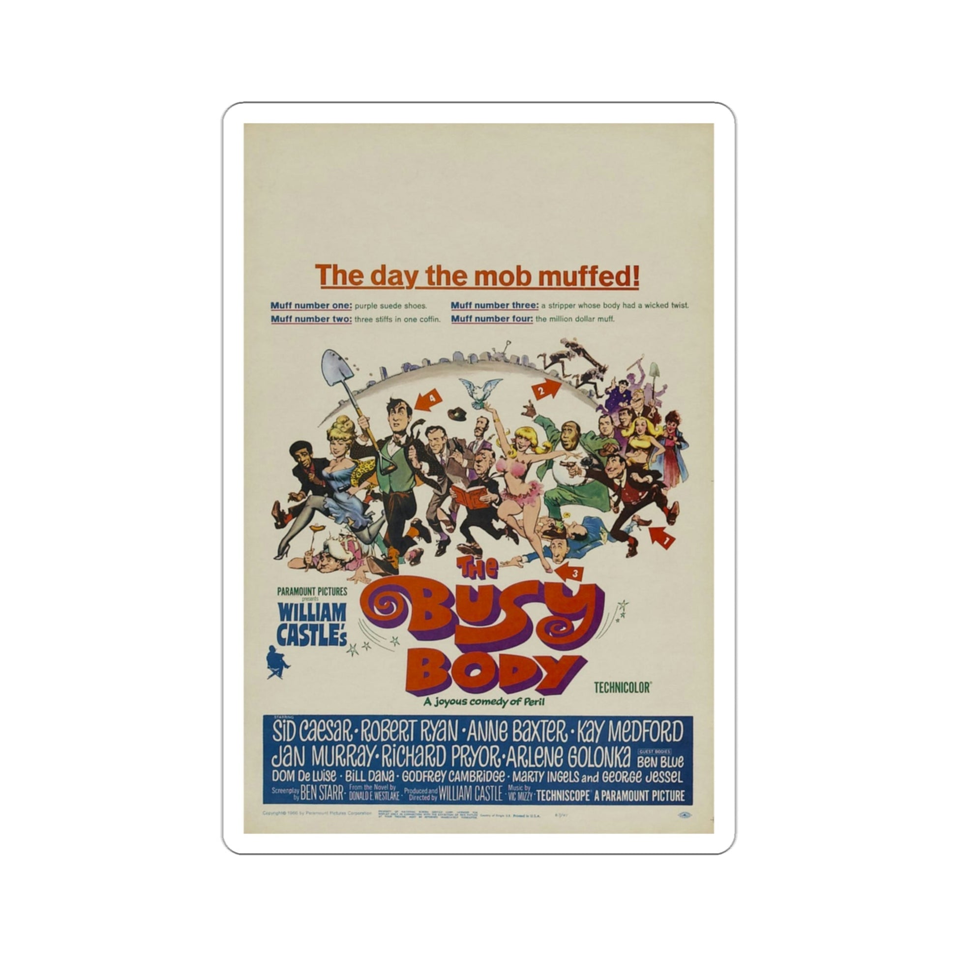 The Busy Body 1967 Movie Poster STICKER Vinyl Die-Cut Decal-3 Inch-The Sticker Space