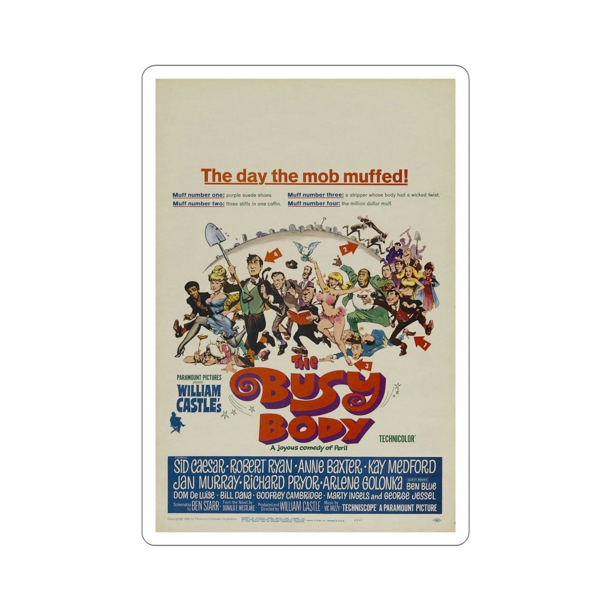 The Busy Body 1967 Movie Poster STICKER Vinyl Die-Cut Decal-5 Inch-The Sticker Space