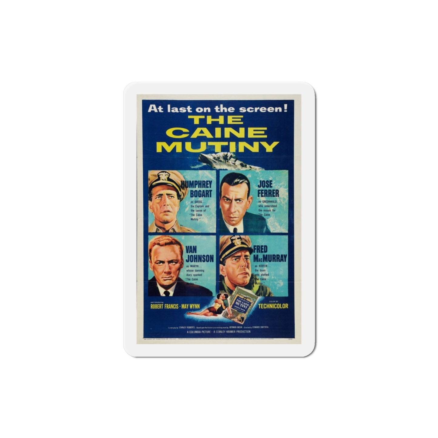 The Caine Mutiny 1954 Movie Poster Die-Cut Magnet-3 Inch-The Sticker Space