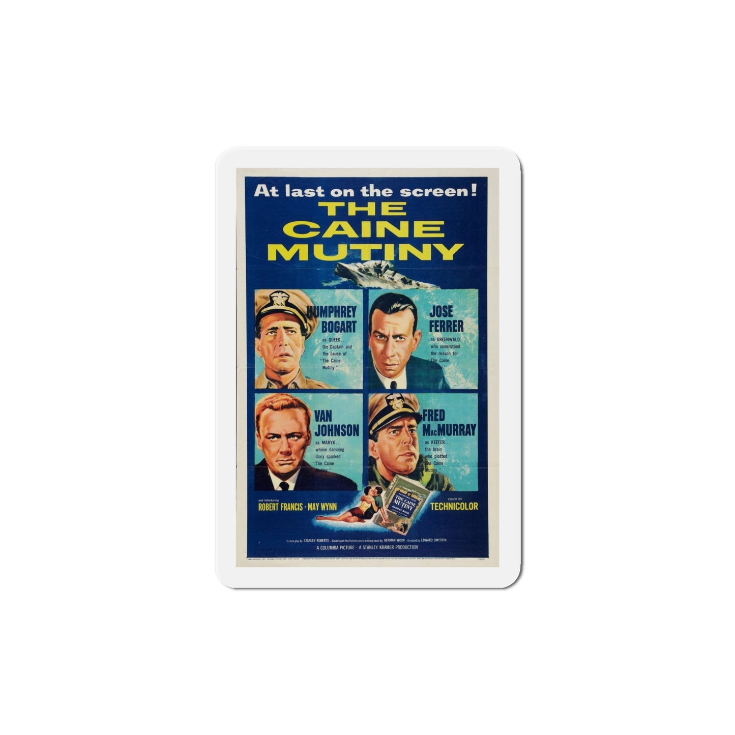 The Caine Mutiny 1954 Movie Poster Die-Cut Magnet-6 Inch-The Sticker Space