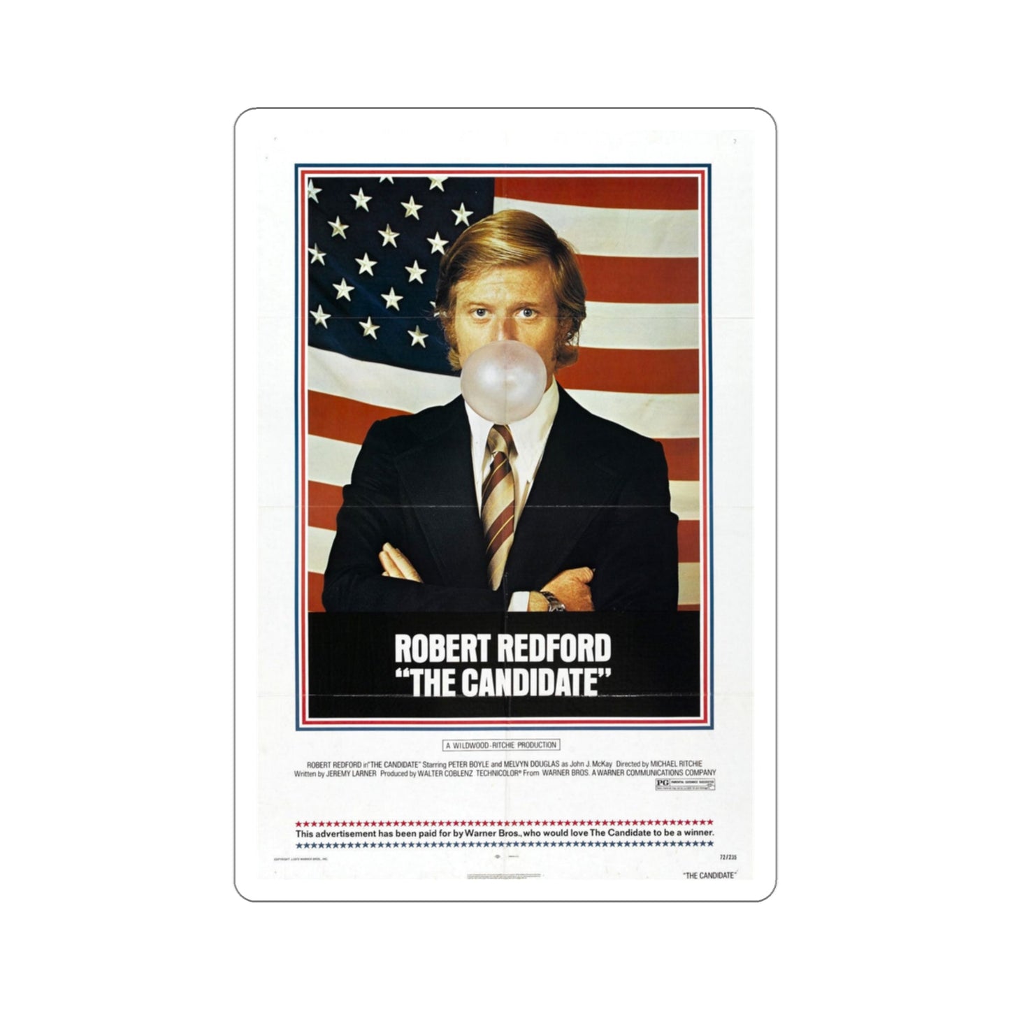 The Candidate 1972 Movie Poster STICKER Vinyl Die-Cut Decal-3 Inch-The Sticker Space