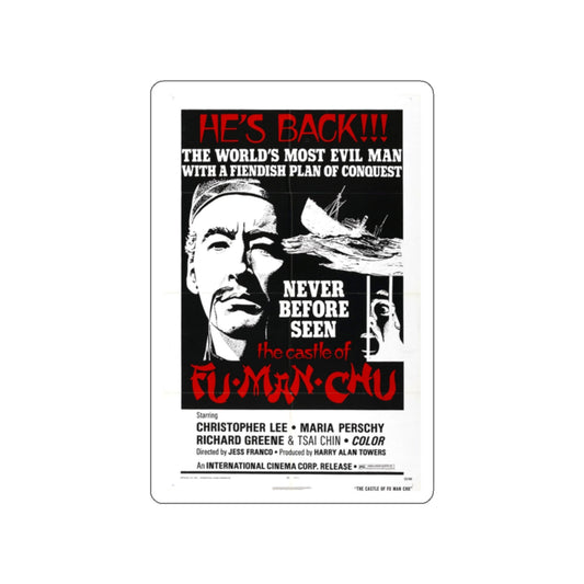 THE CASTLE OF FU MANCHU (2) 1969 Movie Poster STICKER Vinyl Die-Cut Decal-White-The Sticker Space