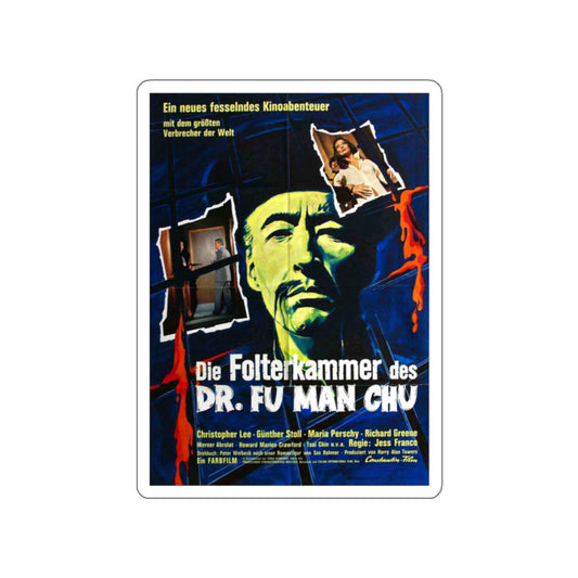 THE CASTLE OF FU MANCHU (GERMANY) 1969 Movie Poster STICKER Vinyl Die-Cut Decal-White-The Sticker Space