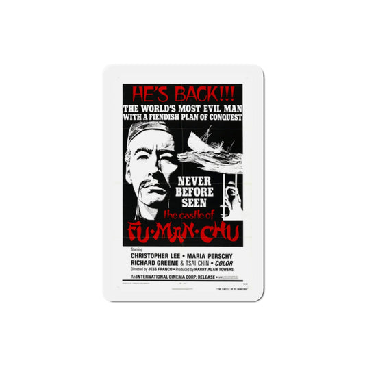 The Castle of Fu Manchu v2 1972 Movie Poster Die-Cut Magnet-2" x 2"-The Sticker Space