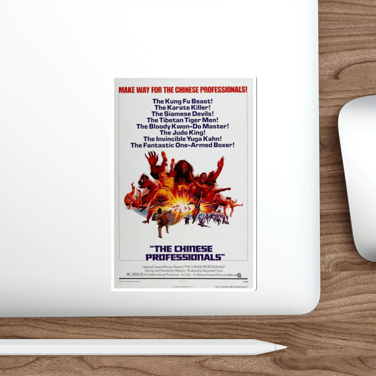 THE CHINESE PROFESSIONALS (THE ONE ARMED BOXER) 1972 Movie Poster STICKER Vinyl Die-Cut Decal-The Sticker Space