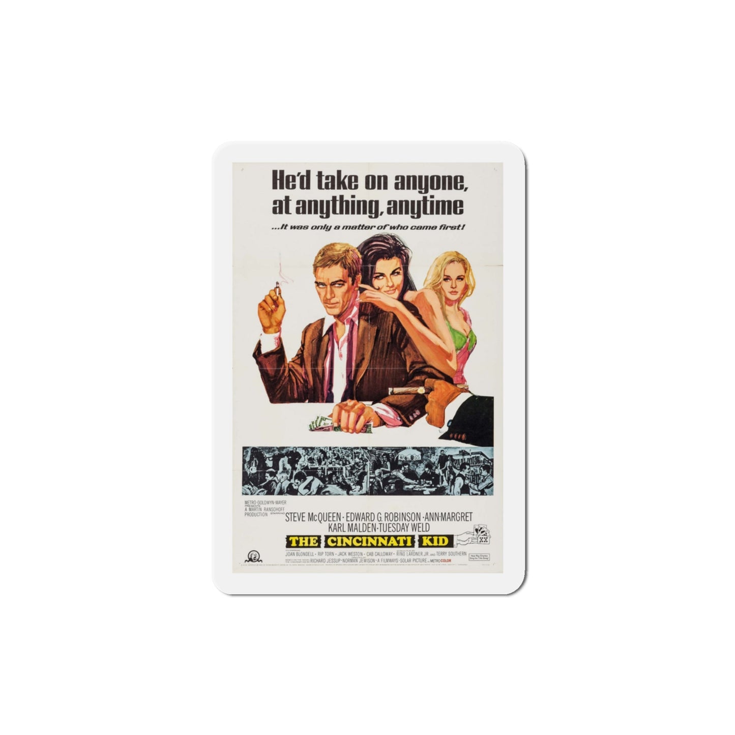 The Cincinnati Kid 1965 Movie Poster Die-Cut Magnet-3 Inch-The Sticker Space