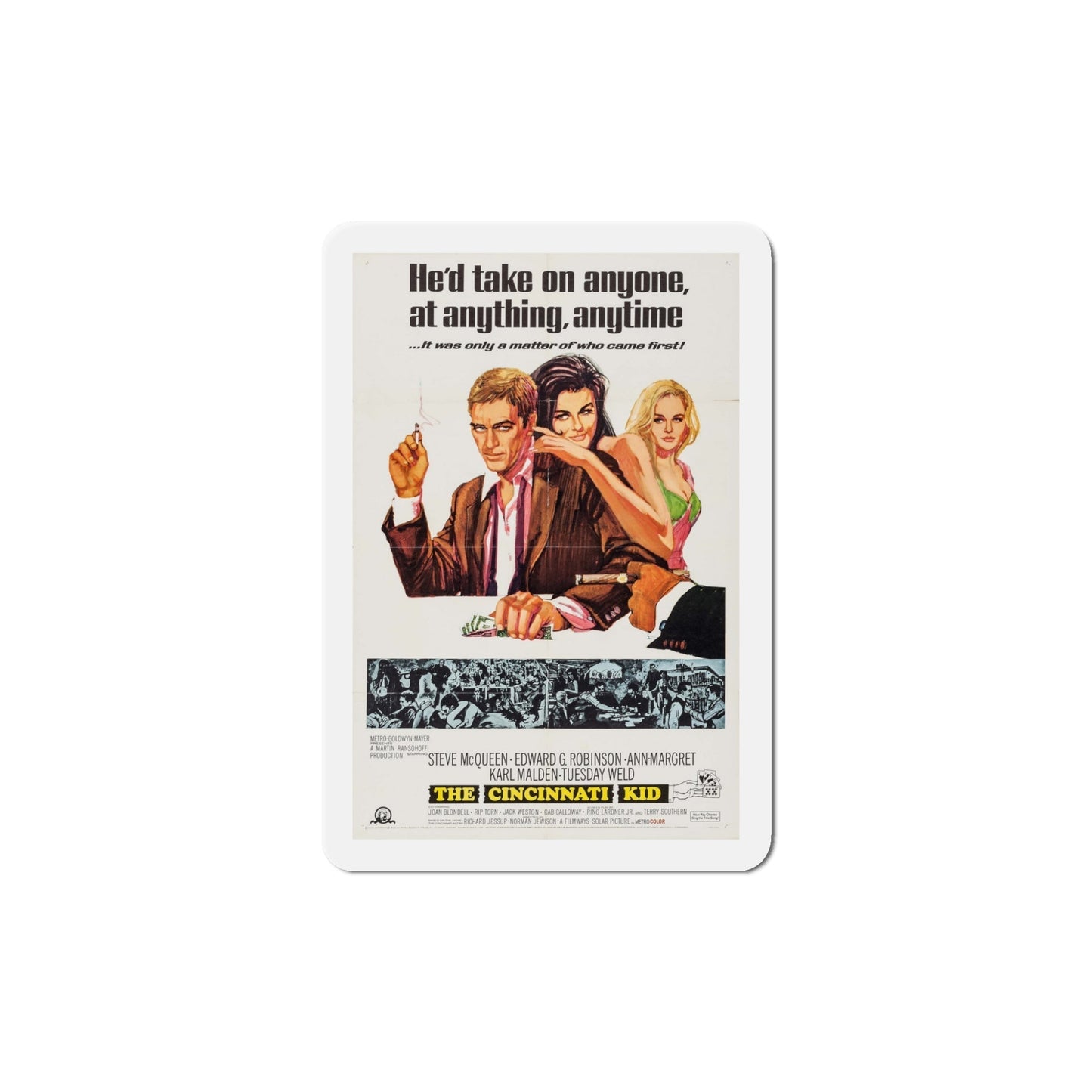 The Cincinnati Kid 1965 Movie Poster Die-Cut Magnet-5 Inch-The Sticker Space