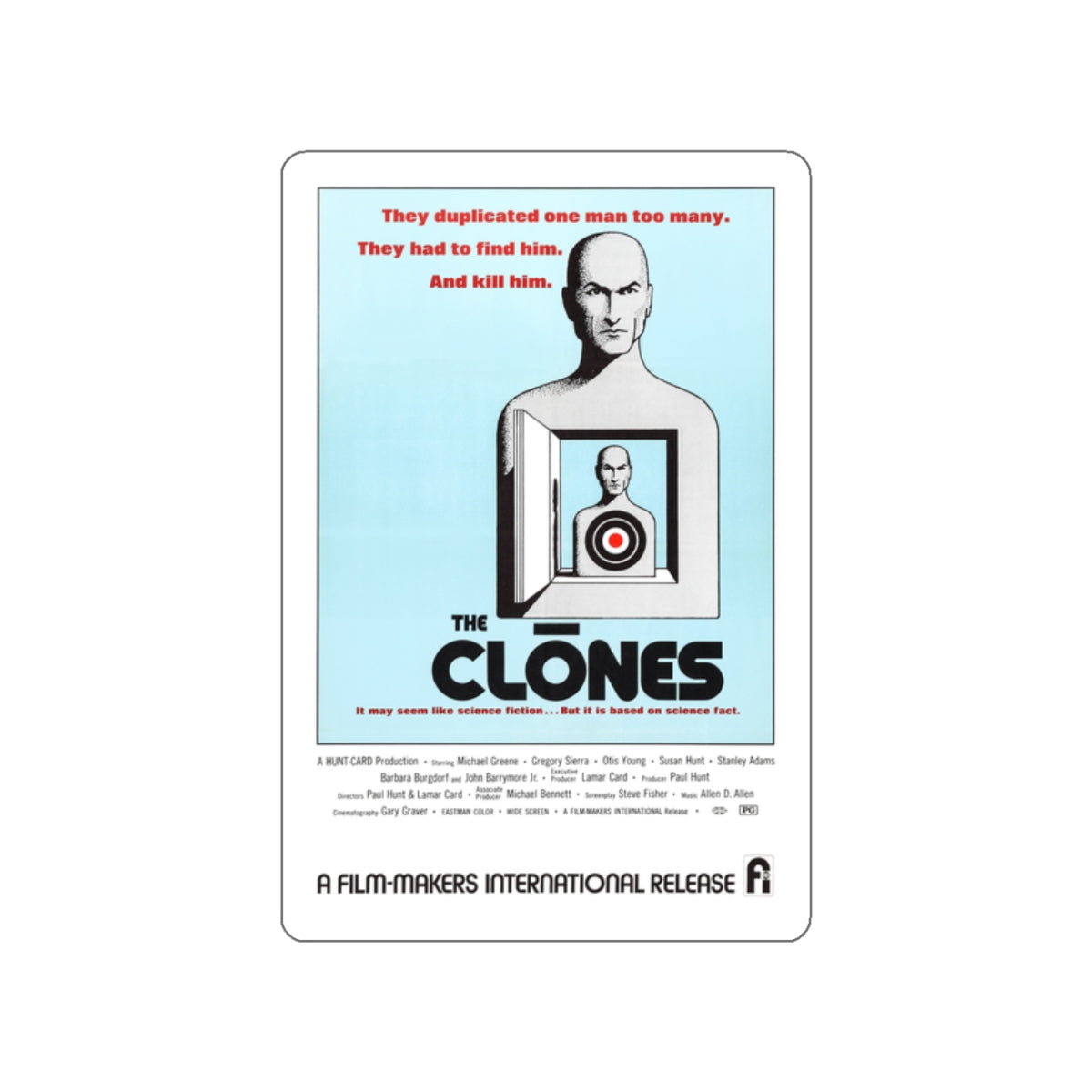 THE CLONES 1973 Movie Poster STICKER Vinyl Die-Cut Decal-White-The Sticker Space