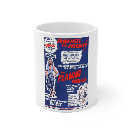 The Flaming Teen Age 1956 Movie Poster - White Coffee Cup 11oz-11oz-The Sticker Space