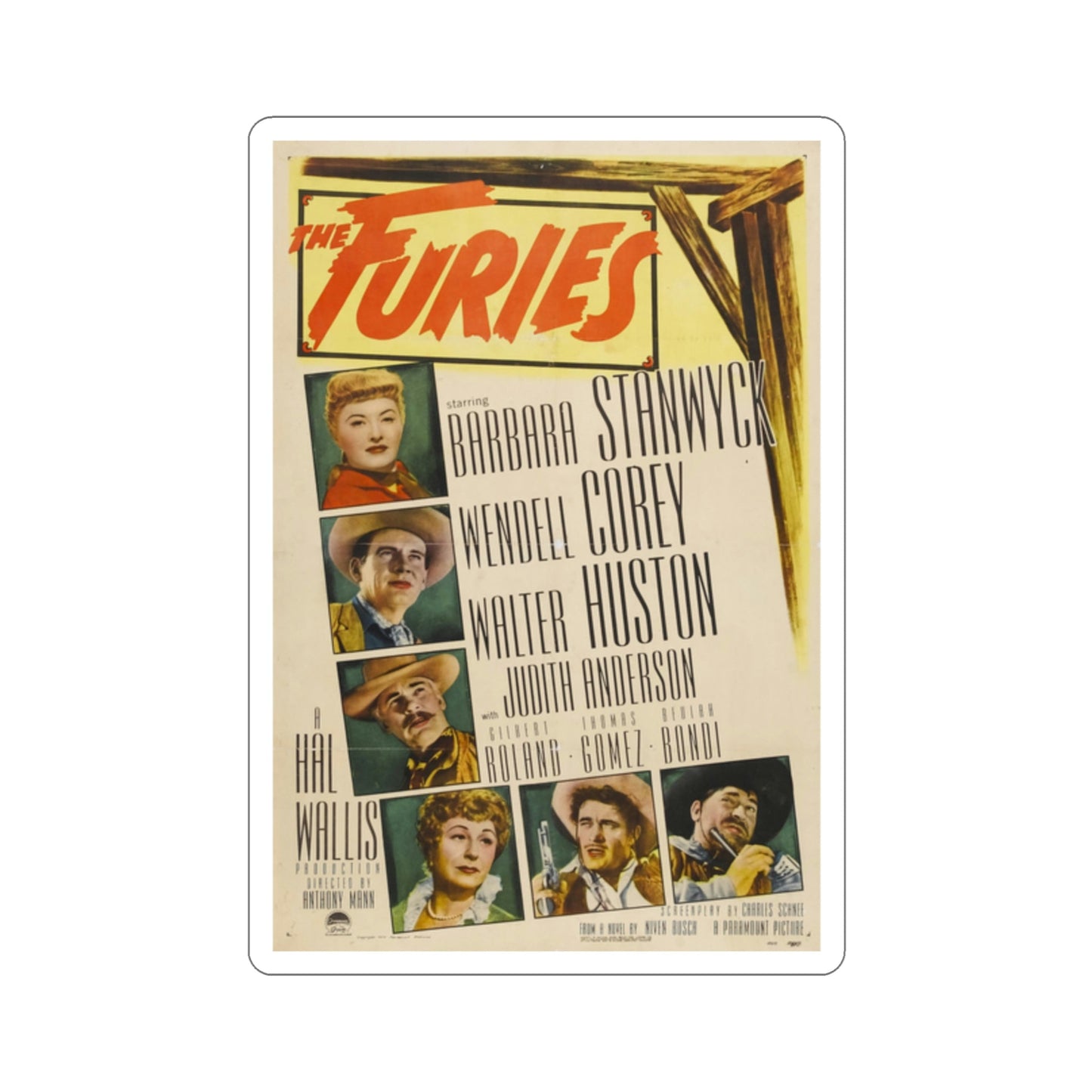 The Furies 1950 Movie Poster STICKER Vinyl Die-Cut Decal-2 Inch-The Sticker Space