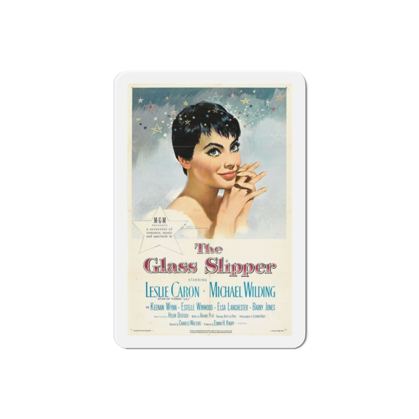 The Glass Slipper 1955 Movie Poster Die-Cut Magnet-2 Inch-The Sticker Space