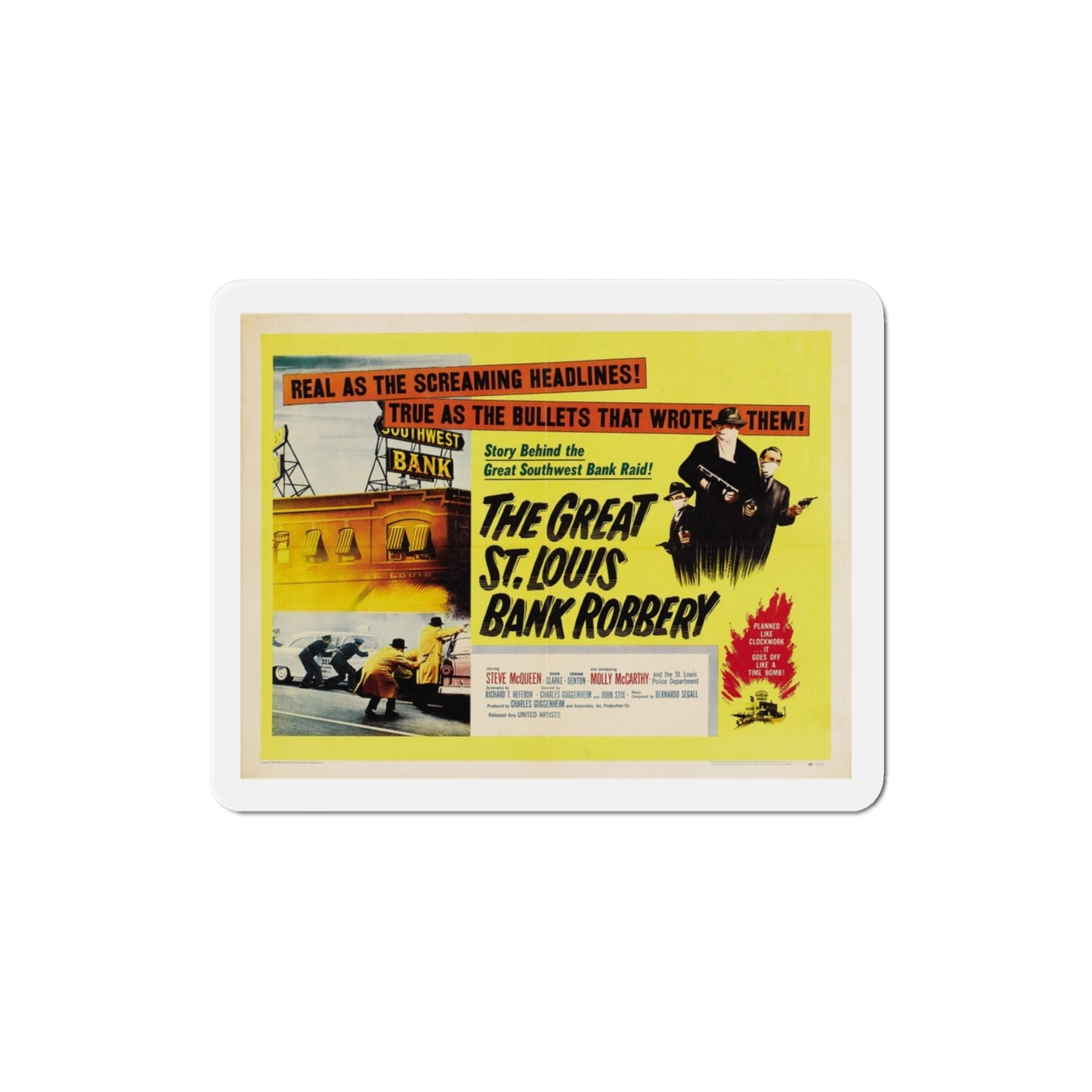 The Great St Louis Bank Robbery 1959 Movie Poster Die-Cut Magnet-3 Inch-The Sticker Space