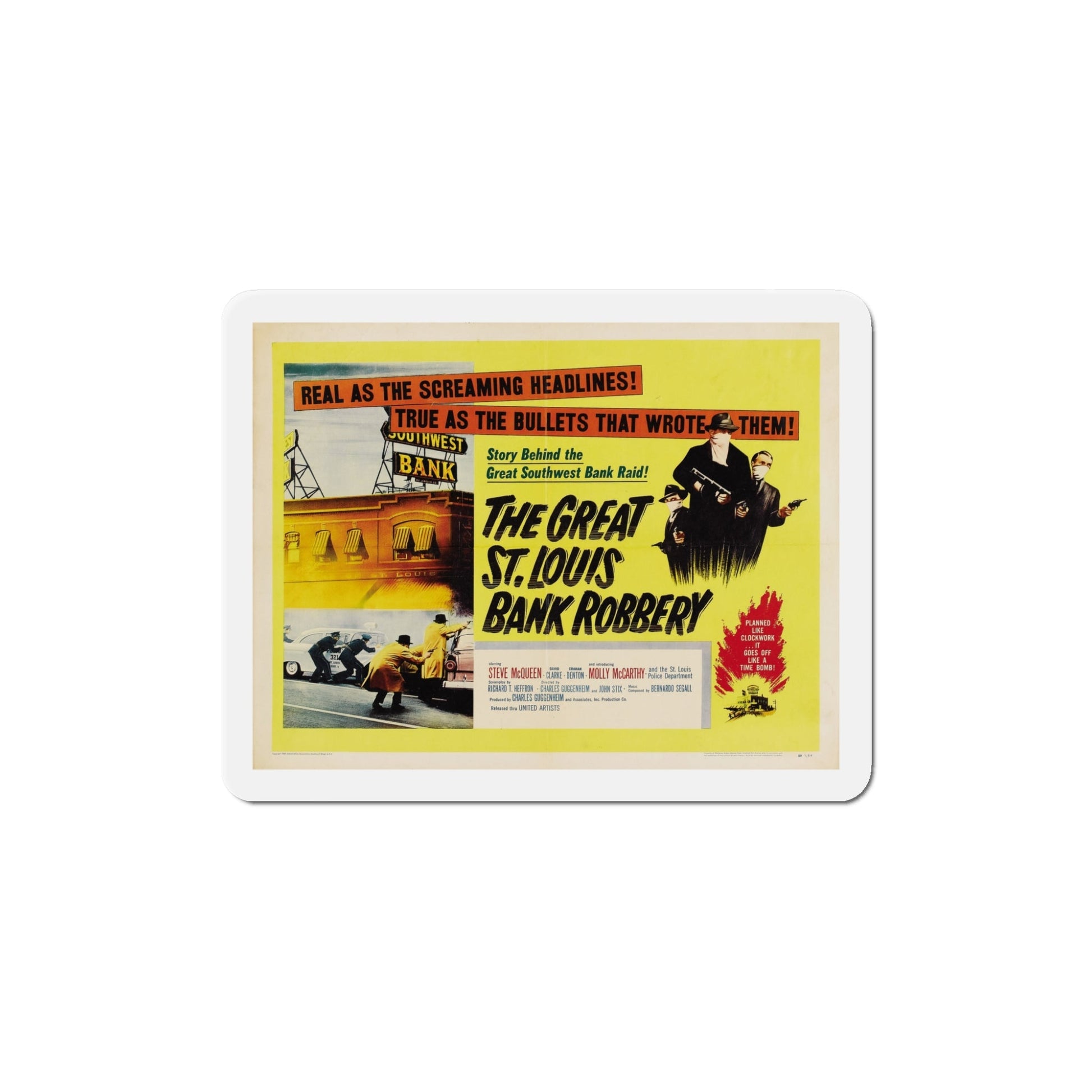 The Great St Louis Bank Robbery 1959 Movie Poster Die-Cut Magnet-5 Inch-The Sticker Space