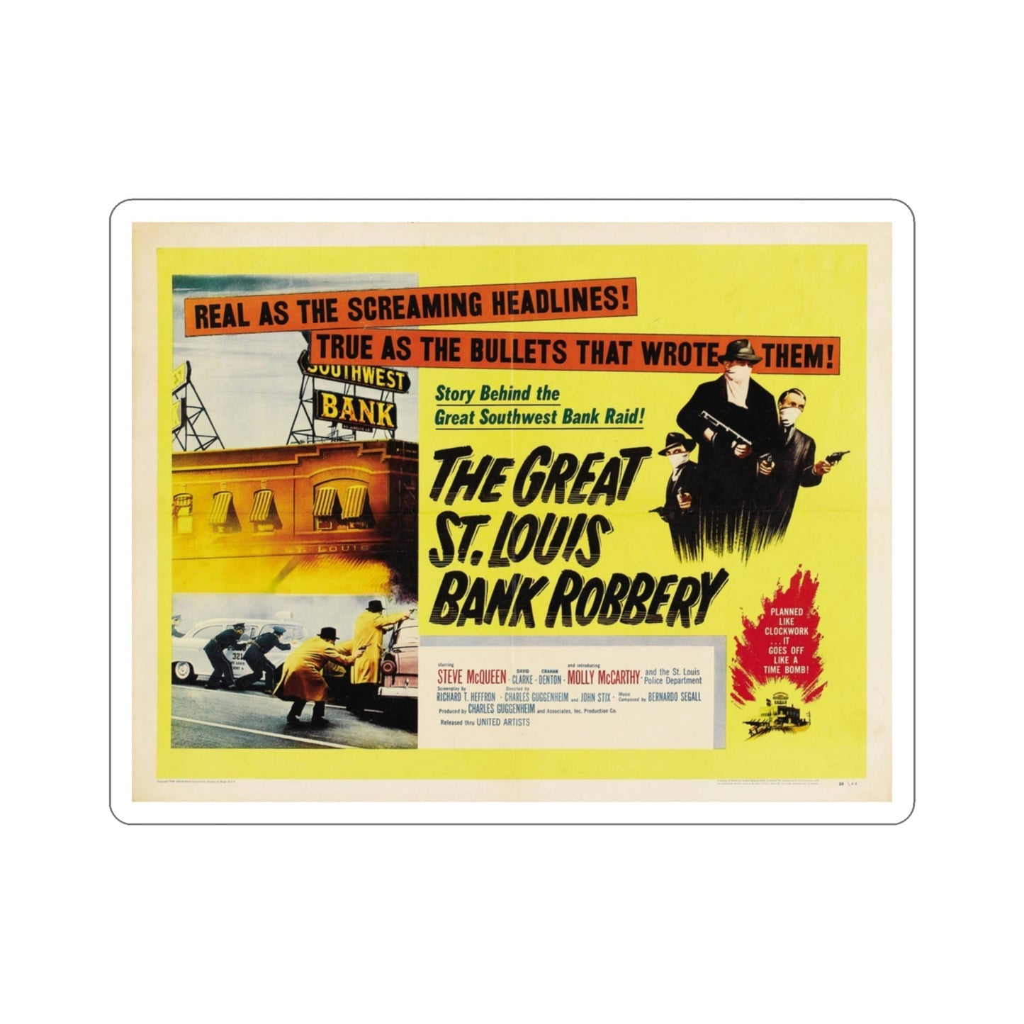 The Great St Louis Bank Robbery 1959 Movie Poster STICKER Vinyl Die-Cut Decal-3 Inch-The Sticker Space