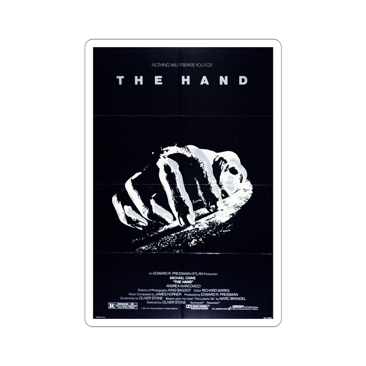 The Hand 1981 Movie Poster STICKER Vinyl Die-Cut Decal-4 Inch-The Sticker Space