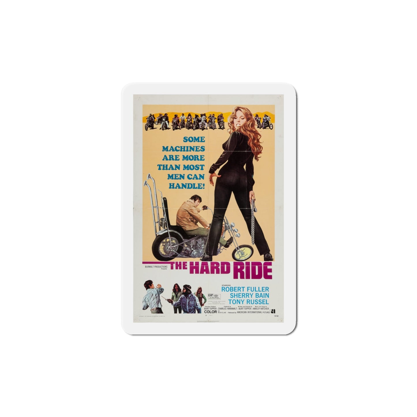 The Hard Ride 1971 Movie Poster Die-Cut Magnet-4" x 4"-The Sticker Space