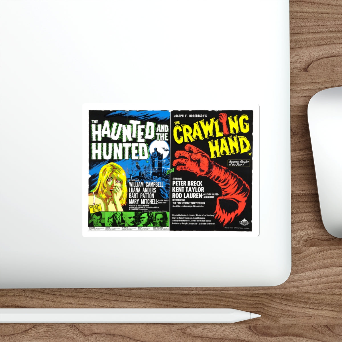 THE HAUNTED AND THE HUNTED (DEMENTIA 13) + THE CRAWLING HAND 1963 Movie Poster STICKER Vinyl Die-Cut Decal-The Sticker Space