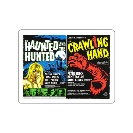 THE HAUNTED AND THE HUNTED (DEMENTIA 13) + THE CRAWLING HAND 1963 Movie Poster STICKER Vinyl Die-Cut Decal-White-The Sticker Space