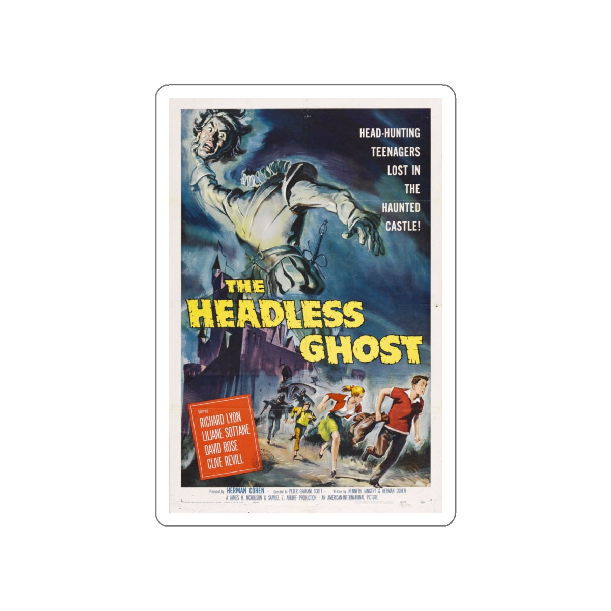 THE HEADLESS GHOST 1959 Movie Poster STICKER Vinyl Die-Cut Decal-White-The Sticker Space