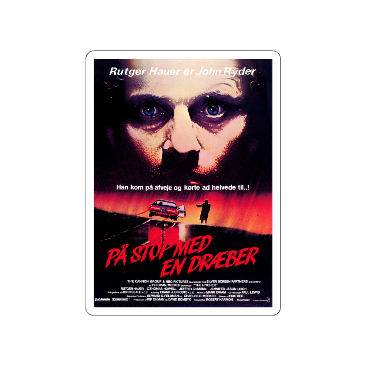 THE HITCHER (DANISH) 1986 Movie Poster STICKER Vinyl Die-Cut Decal-White-The Sticker Space