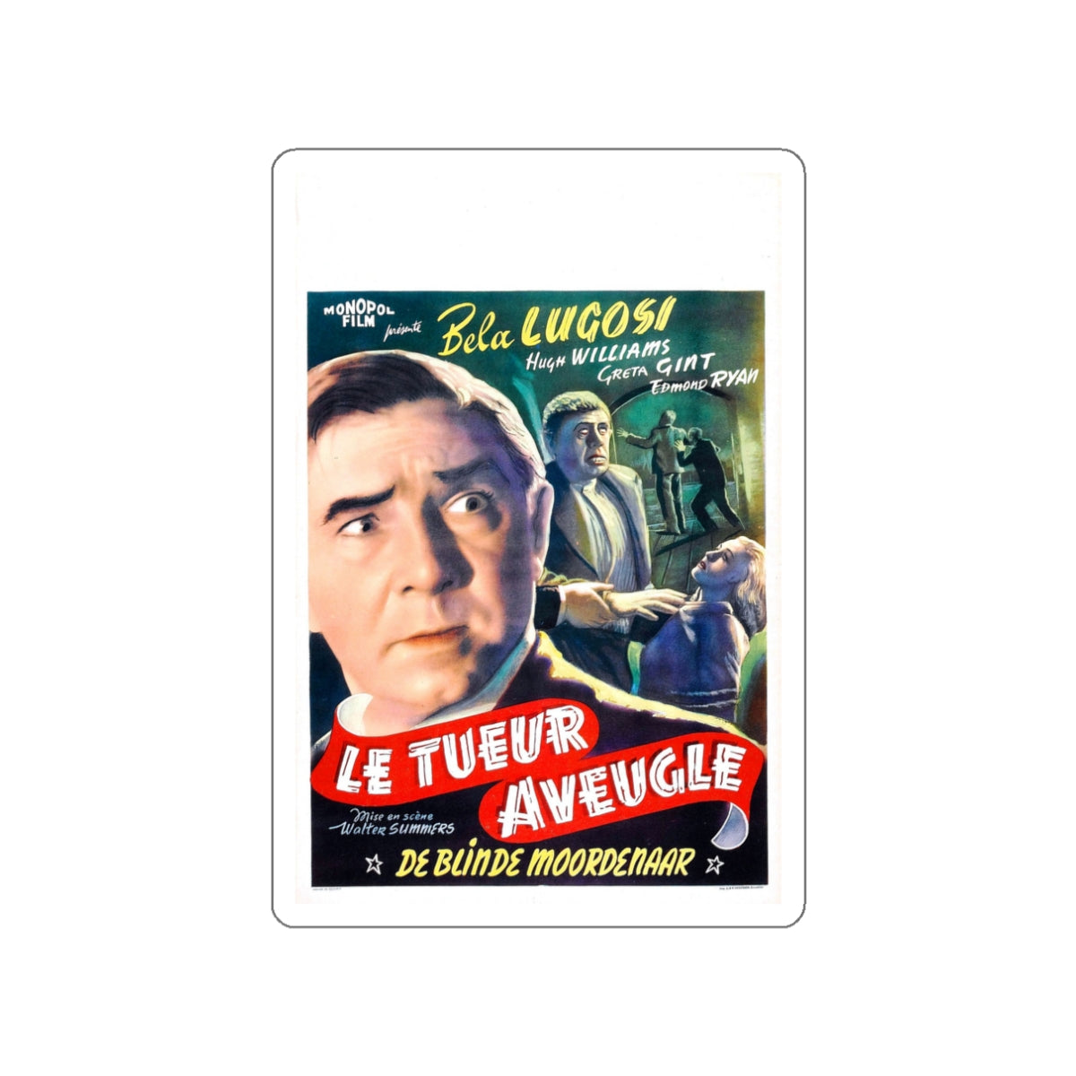 THE HUMAN MONSTER (BELGIAN) 1939 Movie Poster STICKER Vinyl Die-Cut Decal-White-The Sticker Space